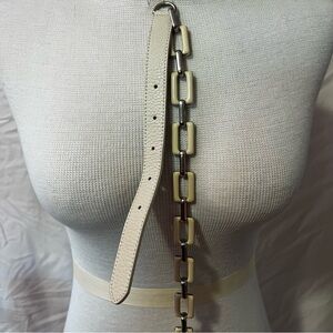 Talbots Cream and Silver Chain Belt